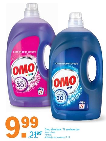 Promoties Omo vloeibaar 77 wasbeurten kleur of wit - Omo - Geldig van 20/11/2017 tot 26/11/2017 bij Albert Heijn