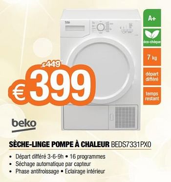 Promoties Beko séche-linge pompe á chaleur beds7331px0 - Beko - Geldig van 20/11/2017 tot 06/12/2017 bij Expert