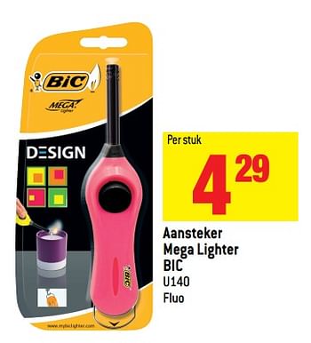 Promoties Aansteker mega lighter bic u140 fluo - BIC - Geldig van 22/11/2017 tot 28/11/2017 bij Match