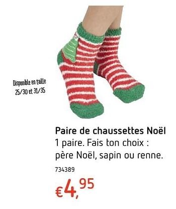 Promotions Paire de chaussettes noël - Produit maison - Dreamland - Valide de 23/11/2017 à 25/12/2017 chez Dreamland