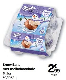 Promoties Snow balls met melkchocolade milka - Milka - Geldig van 22/11/2017 tot 04/12/2017 bij Carrefour
