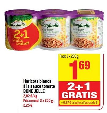 Promotions Haricots blancs à la sauce tomate bonduelle - Bonduelle - Valide de 22/11/2017 à 28/11/2017 chez Match