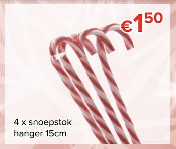 Promoties 4 x snoepstok hanger - Huismerk - Euroshop - Geldig van 24/11/2017 tot 31/12/2017 bij Euro Shop