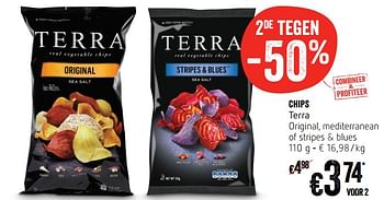 Promoties Chips terra original, mediterranean of stripes + blues - Terra - Geldig van 23/11/2017 tot 29/11/2017 bij Delhaize