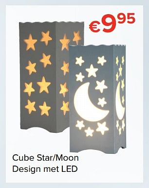 Promoties Cube star-moon design met led - Huismerk - Euroshop - Geldig van 24/11/2017 tot 31/12/2017 bij Euro Shop