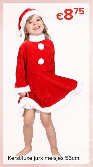 Promoties Kerst luxe jurk meisjes - Huismerk - Euroshop - Geldig van 24/11/2017 tot 31/12/2017 bij Euro Shop