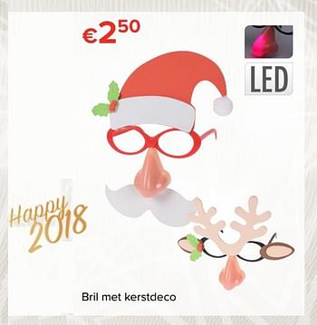 Promoties Bril met kerstdeco - Huismerk - Euroshop - Geldig van 24/11/2017 tot 31/12/2017 bij Euro Shop