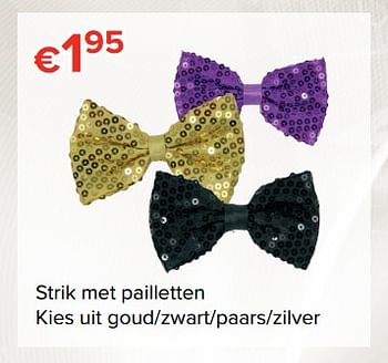 Promoties Strik met pailletten goud-zwart-paars-zilver - Huismerk - Euroshop - Geldig van 24/11/2017 tot 31/12/2017 bij Euro Shop