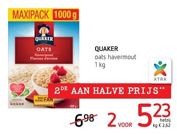 Promoties Quaker oats havermout - Quaker - Geldig van 30/11/2017 tot 13/12/2017 bij Spar (Colruytgroup)