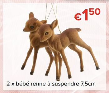 Promotions 2 x bébé renne à suspendre - Produit Maison - Euroshop - Valide de 24/11/2017 à 31/12/2017 chez Euro Shop
