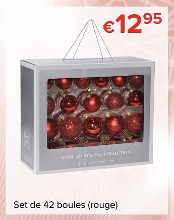Promoties Set de 42 boules (rouge) - Huismerk - Euroshop - Geldig van 24/11/2017 tot 31/12/2017 bij Euro Shop