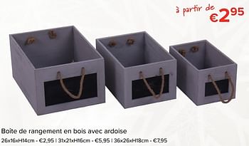 Promotions Boîte de rangement en bois avec ardoise - Produit Maison - Euroshop - Valide de 24/11/2017 à 31/12/2017 chez Euro Shop
