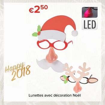 Promotions Lunettes avec décoration noël - Produit Maison - Euroshop - Valide de 24/11/2017 à 31/12/2017 chez Euro Shop