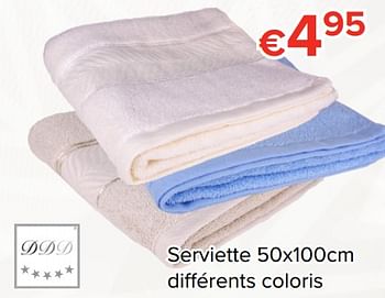 Promotions Serviette différents coloris - DDD - Valide de 24/11/2017 à 31/12/2017 chez Euro Shop