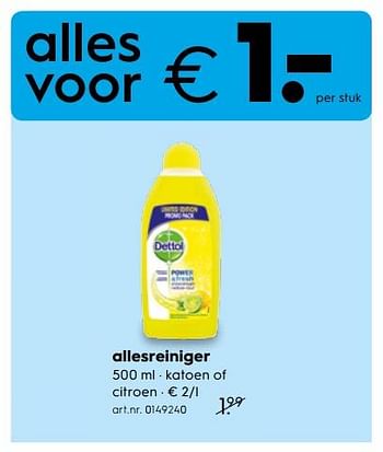 Promoties Allesreiniger - Dettol - Geldig van 20/11/2017 tot 03/12/2017 bij Blokker