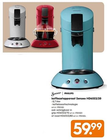 Promoties Philips koffiezetapparaat senseo hd6553-20 - Philips - Geldig van 20/11/2017 tot 03/12/2017 bij Blokker