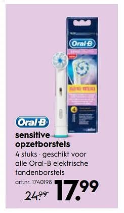 Promoties Sensitive opzetborstels - Oral-B - Geldig van 20/11/2017 tot 03/12/2017 bij Blokker