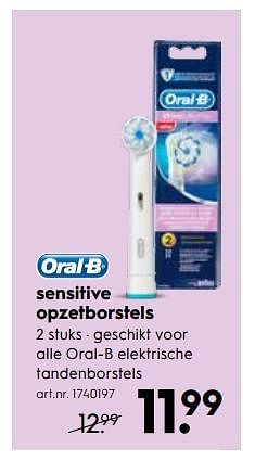Promoties Sensitive opzetborstels - Oral-B - Geldig van 20/11/2017 tot 03/12/2017 bij Blokker