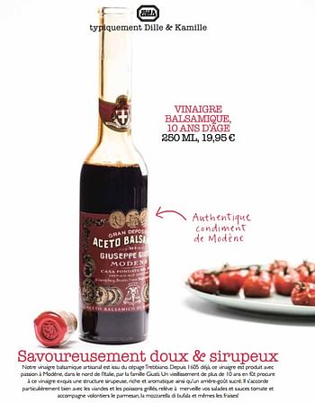 Promotions Vinaigre balsamique - Produit Maison - Dille & Kamille - Valide de 01/11/2017 à 31/03/2018 chez Dille & Kamille