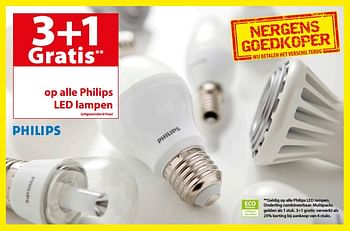 Promoties 3+1 gratis op alle philips led lampen - Philips - Geldig van 29/11/2017 tot 04/12/2017 bij Gamma