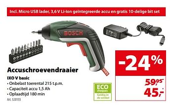 Promoties Bosch accuschroevendraaier ixo v basic - Bosch - Geldig van 29/11/2017 tot 04/12/2017 bij Gamma