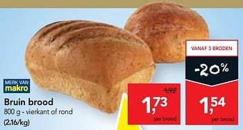 Promoties Bruin brood - Huismerk - Makro - Geldig van 29/11/2017 tot 12/12/2017 bij Makro