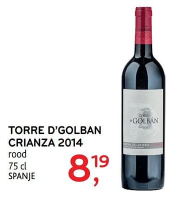 Promoties Torre d`golban crianza 2014 - Rode wijnen - Geldig van 29/11/2017 tot 12/12/2017 bij Alvo