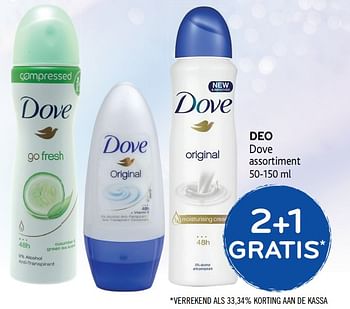 Promoties Deo dove 2+1 gratis - Dove - Geldig van 29/11/2017 tot 12/12/2017 bij Alvo