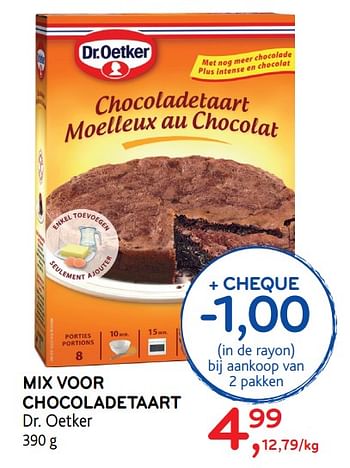Promoties Mix voor chocoladetaart dr.oetker - Dr. Oetker - Geldig van 29/11/2017 tot 12/12/2017 bij Alvo