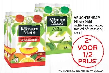 Promotions Vruchtensap minute maid 2e voor 1-2 prijs - Minute Maid - Valide de 29/11/2017 à 12/12/2017 chez Alvo
