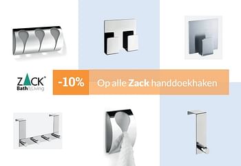Promoties -10% op alle zack handdoekhaken - Zack - Geldig van 01/12/2017 tot 31/12/2017 bij Sanitairwinkel