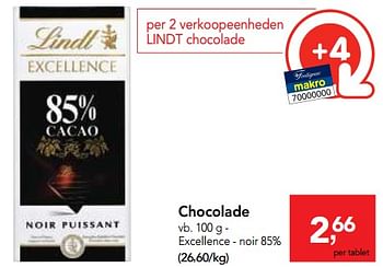 Promotions Chocolade excellence - Lindt - Valide de 29/11/2017 à 12/12/2017 chez Makro