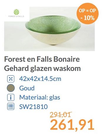 Promoties Forest en falls bonaire gehard glazen waskom - Forest en Falls - Geldig van 01/12/2017 tot 31/12/2017 bij Sanitairwinkel