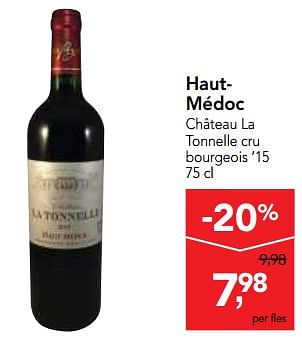 Promoties Hautmédoc château la tonnelle cru bourgeois 15  - Rode wijnen - Geldig van 29/11/2017 tot 12/12/2017 bij Makro