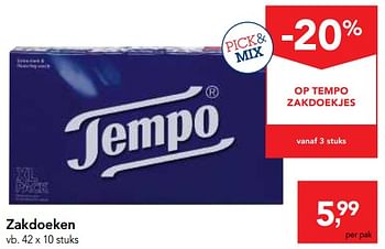 Promoties Zakdoeken - Tempo - Geldig van 29/11/2017 tot 12/12/2017 bij Makro