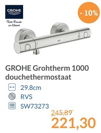 Promoties Grohe grohtherm 1000 douchethermostaat - Grohe - Geldig van 01/12/2017 tot 31/12/2017 bij Sanitairwinkel