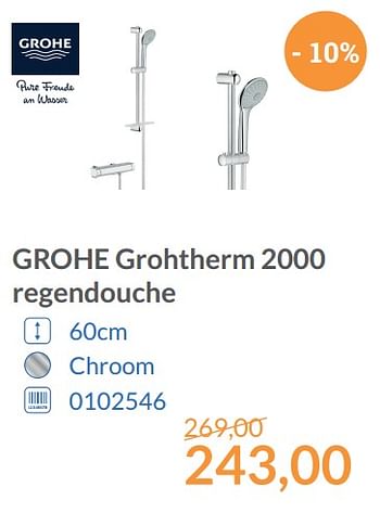 Promoties Grohe grohtherm 2000 regendouche - Grohe - Geldig van 01/12/2017 tot 31/12/2017 bij Sanitairwinkel