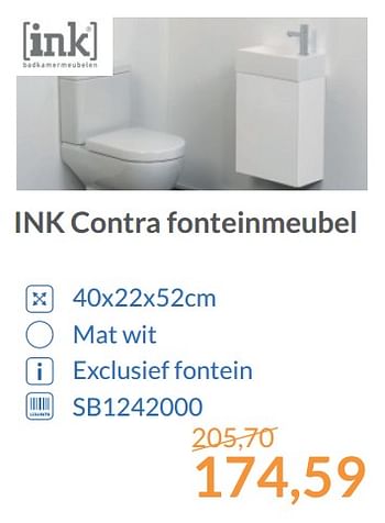 Promoties Ink contra fonteinmeubel - Ink - Geldig van 01/12/2017 tot 31/12/2017 bij Sanitairwinkel