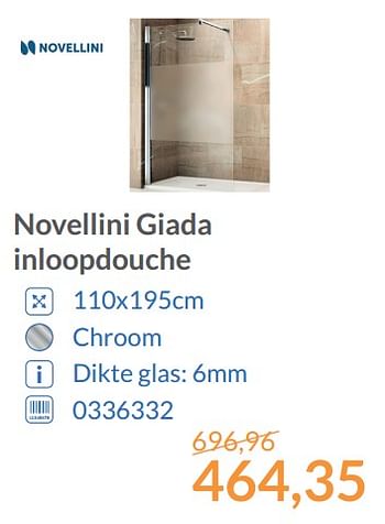 Promotions Novellini giada inloopdouche - Novellini - Valide de 01/12/2017 à 31/12/2017 chez Magasin Salle de bains