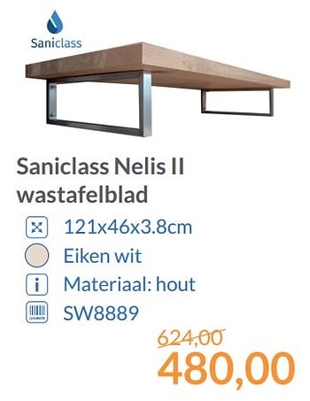 Promotions Saniclass nelis ii wastafelblad - Saniclass - Valide de 01/12/2017 à 31/12/2017 chez Magasin Salle de bains