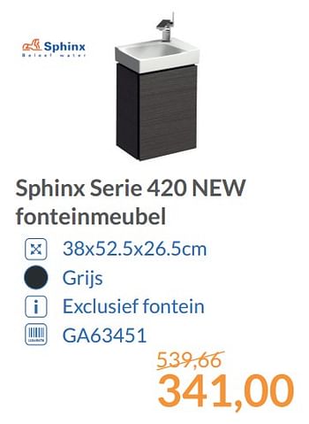 Promoties Sphinx serie 420 new fonteinmeubel - Sphinx - Geldig van 01/12/2017 tot 31/12/2017 bij Sanitairwinkel