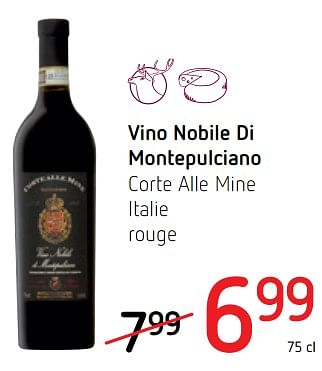 Promotions Vino nobile di montepulciano corte alle mine italie rouge - Vins rouges - Valide de 30/11/2017 à 13/12/2017 chez Spar (Colruytgroup)
