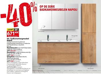 Promotions Badkamerhangmeubel napoli - Produit maison - BricoPlanit - Valide de 05/12/2017 à 01/01/2018 chez BricoPlanit