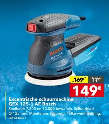 Promoties Excentrische schuurmachine gex 125-1 ae bosch - Bosch - Geldig van 05/12/2017 tot 01/01/2018 bij BricoPlanit