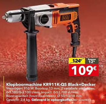 Promoties Klopboormachine kr911k-qs black+decker - Black & Decker - Geldig van 05/12/2017 tot 01/01/2018 bij BricoPlanit