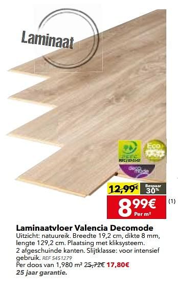Promoties Laminaatvloer valencia decomode - DecoMode - Geldig van 05/12/2017 tot 01/01/2018 bij BricoPlanit