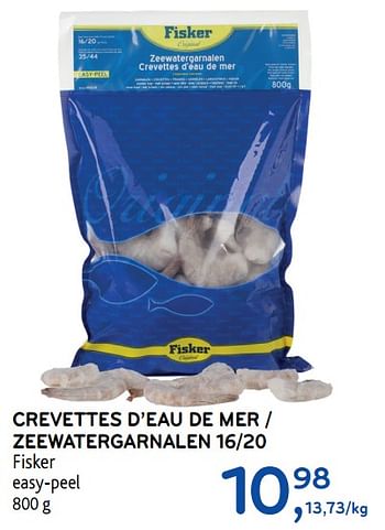 Promotions Crevettes d`eau de mer - zeewatergarnalen 16-20 - Fisker - Valide de 29/11/2017 à 12/12/2017 chez Alvo