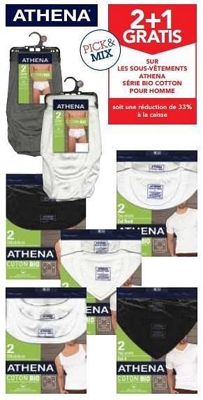 Promotions 2+1 gratis sur les sous-vêtements athena série bio cotton pour homme - Athena - Valide de 29/11/2017 à 12/12/2017 chez Makro
