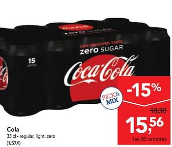 Promotions Cola regular, light, zero - Coca Cola - Valide de 29/11/2017 à 12/12/2017 chez Makro