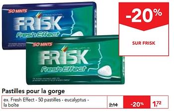 Promotions Pastilles pour la gorge - Frisk - Valide de 29/11/2017 à 12/12/2017 chez Makro